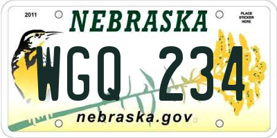 NE license plate WGQ234