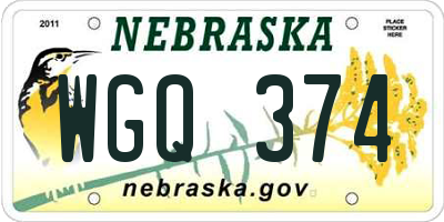 NE license plate WGQ374