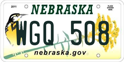 NE license plate WGQ508