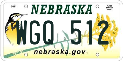NE license plate WGQ512