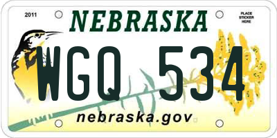 NE license plate WGQ534