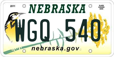 NE license plate WGQ540