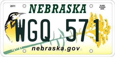 NE license plate WGQ571