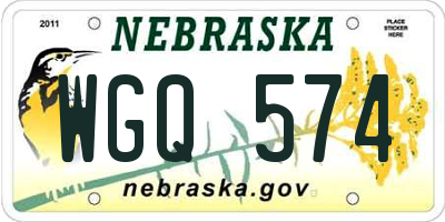 NE license plate WGQ574
