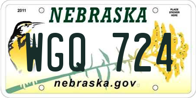 NE license plate WGQ724