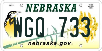 NE license plate WGQ733