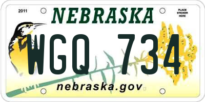 NE license plate WGQ734