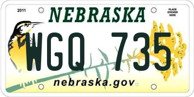 NE license plate WGQ735