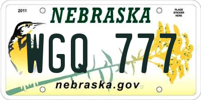 NE license plate WGQ777