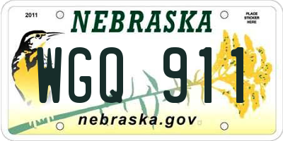 NE license plate WGQ911