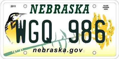 NE license plate WGQ986
