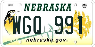 NE license plate WGQ991