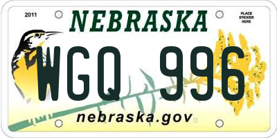 NE license plate WGQ996