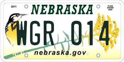 NE license plate WGR014