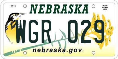 NE license plate WGR029