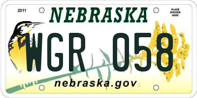 NE license plate WGR058