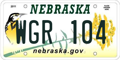NE license plate WGR104