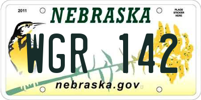 NE license plate WGR142