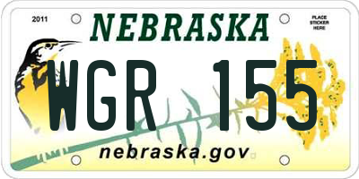 NE license plate WGR155