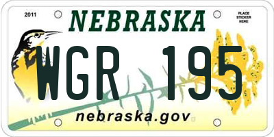NE license plate WGR195