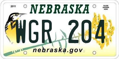 NE license plate WGR204