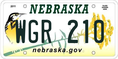 NE license plate WGR210