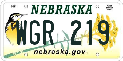 NE license plate WGR219