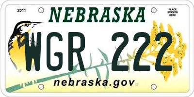 NE license plate WGR222