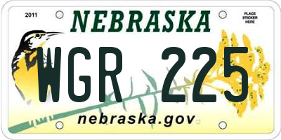 NE license plate WGR225
