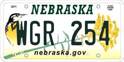NE license plate WGR254