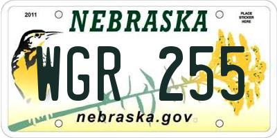 NE license plate WGR255