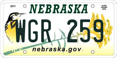 NE license plate WGR259