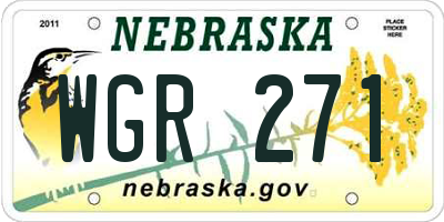 NE license plate WGR271