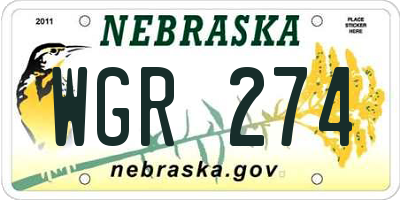 NE license plate WGR274