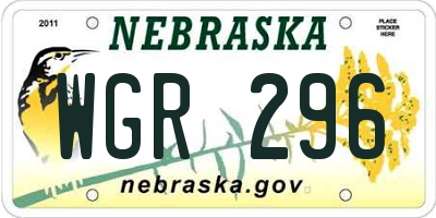 NE license plate WGR296