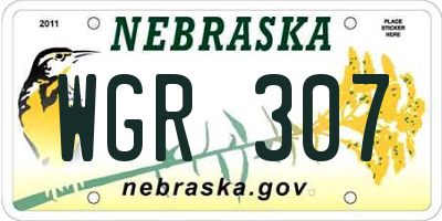 NE license plate WGR307