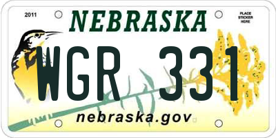 NE license plate WGR331