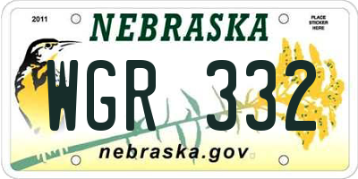 NE license plate WGR332