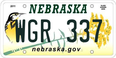 NE license plate WGR337