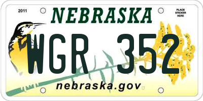 NE license plate WGR352
