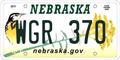 NE license plate WGR370