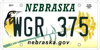 NE license plate WGR375