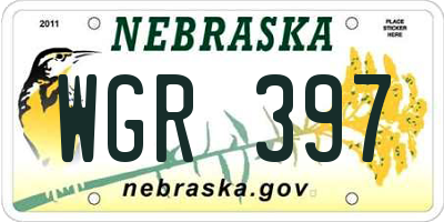 NE license plate WGR397