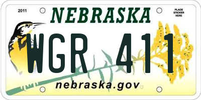 NE license plate WGR411