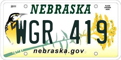 NE license plate WGR419