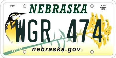 NE license plate WGR474