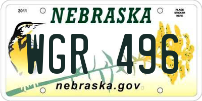 NE license plate WGR496