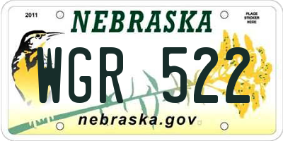 NE license plate WGR522
