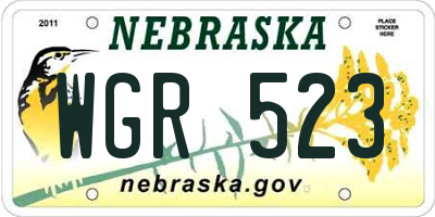 NE license plate WGR523