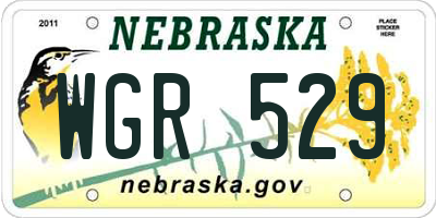 NE license plate WGR529